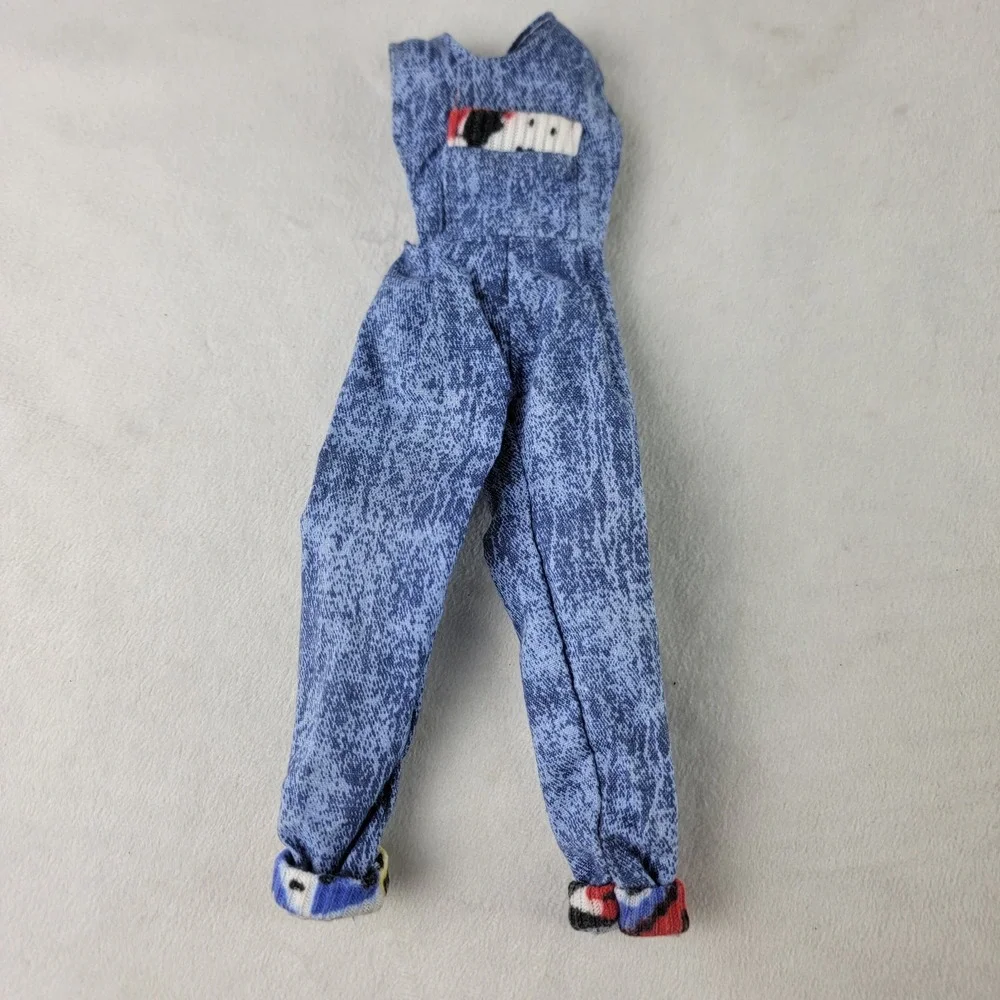 Vintage Barbie Clothes Fashionista Blue Bibs Overalls 80s Cloth Accessory